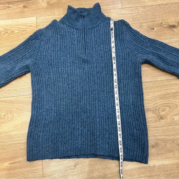 Banana Republic Wool Camel Hair Sweater Mens M Blue Gray 1/4 Zip Preppy - Picture 6 of 12
